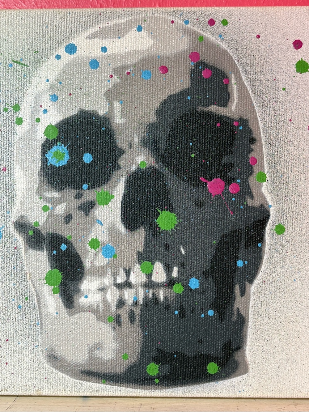 Splatter Skull Day of the Dead Halloween Celebration Original Stencil Art Canvas